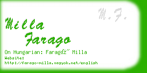 milla farago business card